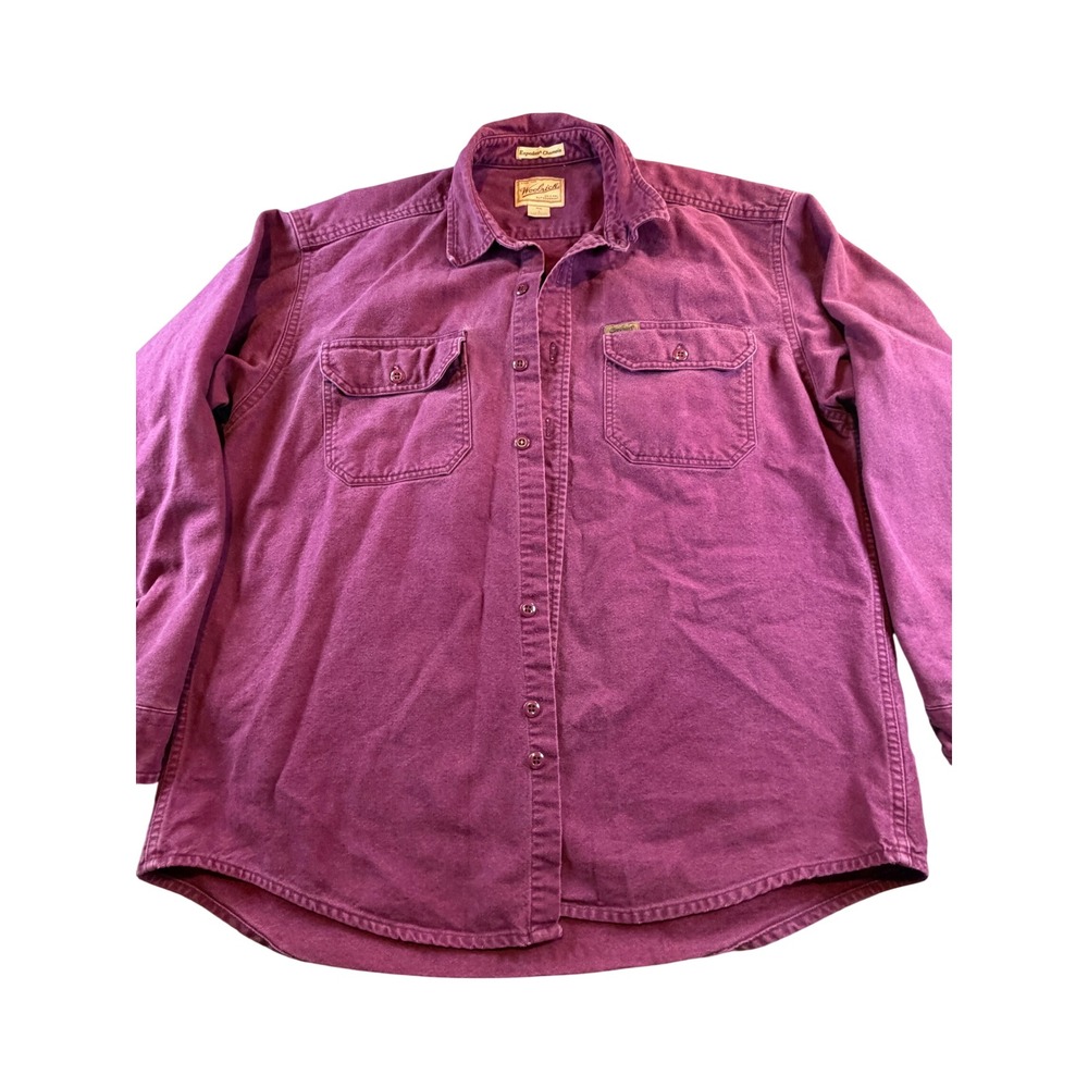 Woolrich Expedition Chamois Shirt Mens Large Plum Purple Cotton Button Up 1617